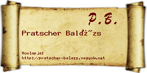 Pratscher Balázs névjegykártya